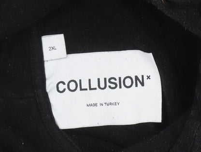 Mens UK Size 2XL COLLUSION Black Pullover Hoodie