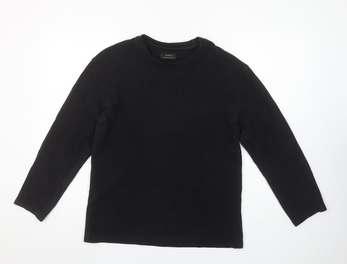 Womens UK Size M Zara Black Basic T-Shirt