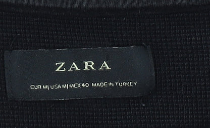 Womens UK Size M Zara Black Basic T-Shirt