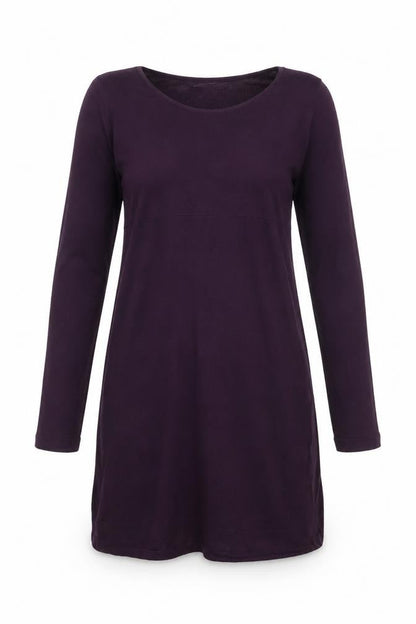 Tom Tailor Women Purple Shift Dress M Long Sleeve Knit Cotton