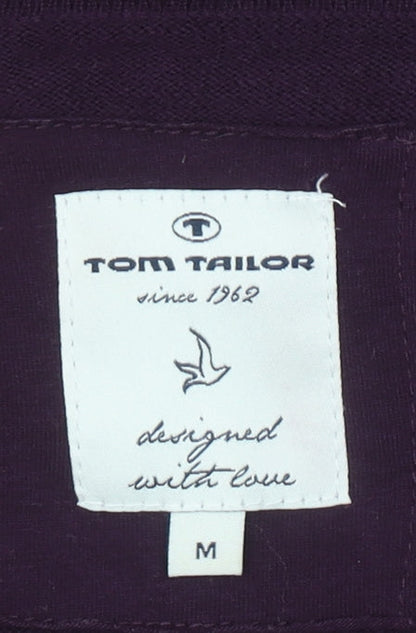Tom Tailor Women Purple Shift Dress M Long Sleeve Knit Cotton