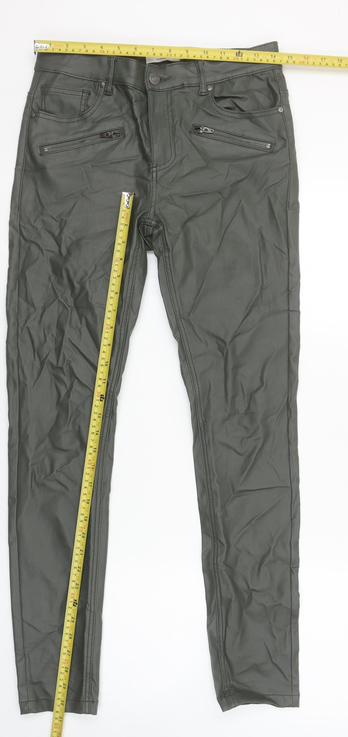 b.young Women's Green Faux Leather Skinny Jegging Trousers Size 30