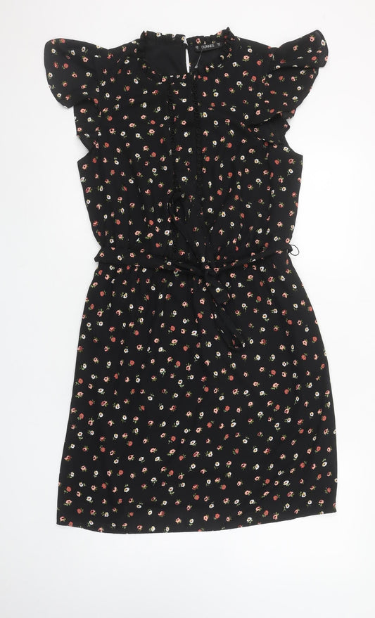 Dunnes Stores Women’s Black Floral Fit & Flare Dress Size 14 Knee Length