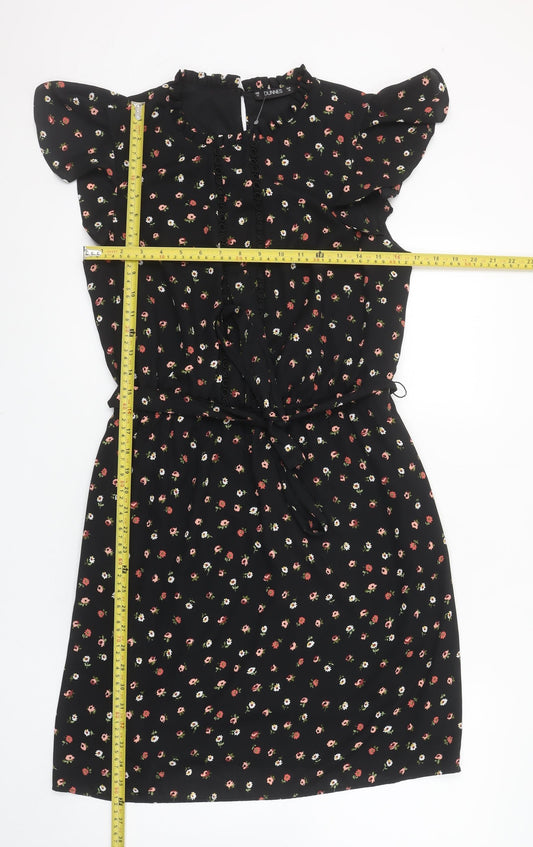 Dunnes Stores Women’s Black Floral Fit & Flare Dress Size 14 Knee Length
