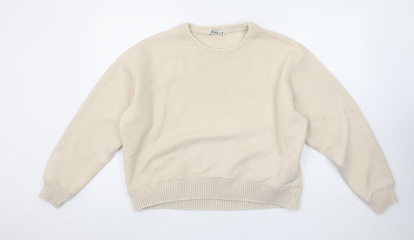 Womens UK Size S Zara Beige Pullover Sweatshirt