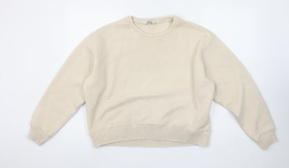 Womens UK Size S Zara Beige Pullover Sweatshirt