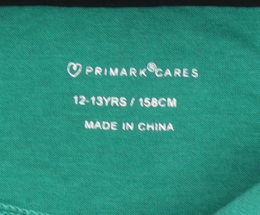 Primark Cares Boys Green Pullover Hoodie 12-13 Years 158cm Cotton Blend