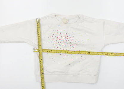 Zara Girls White Beaded Pullover Sweatshirt 5 Years Long Sleeve