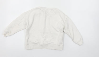 Zara Girls White Beaded Pullover Sweatshirt 5 Years Long Sleeve