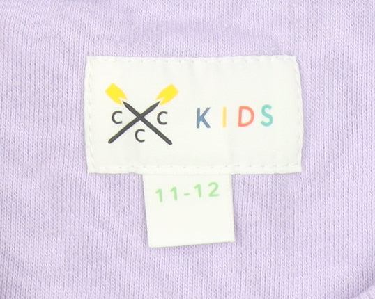 C C C Kids Girls Purple Crew Neck Pullover Sweatshirt 11-12 Years
