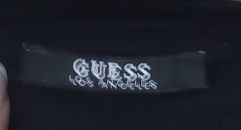 Guess Womens Black Logo Print Viscose Stretch T-Shirt Size L UK 12