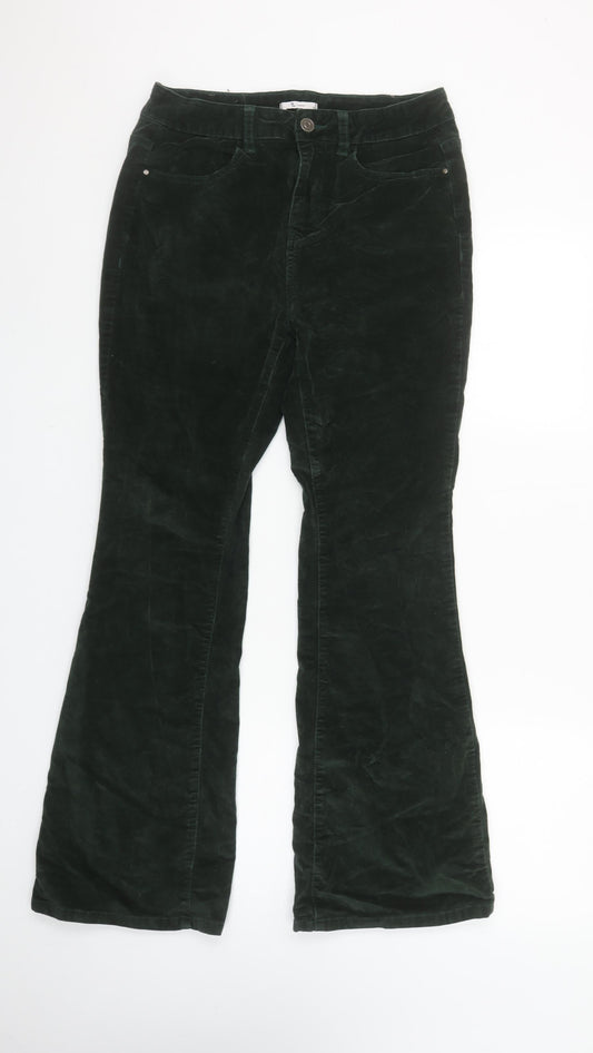 Tu Woman Black Corduroy Flared Trousers Size 10 Cotton Blend