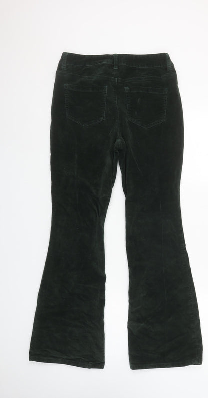 Tu Woman Black Corduroy Flared Trousers Size 10 Cotton Blend