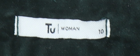 Tu Woman Black Corduroy Flared Trousers Size 10 Cotton Blend