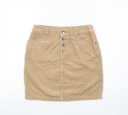 Tu Women Beige Corduroy High Rise Button Pencil Skirt Size 8