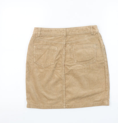 Tu Women Beige Corduroy High Rise Button Pencil Skirt Size 8