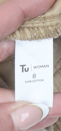 Tu Women Beige Corduroy High Rise Button Pencil Skirt Size 8