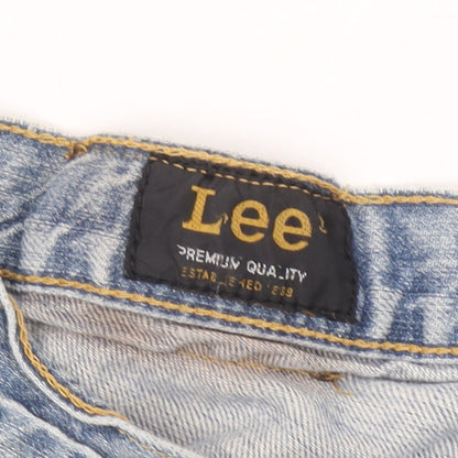 Lee Men's Light Blue Distressed Straight Denim Jeans W30 L32