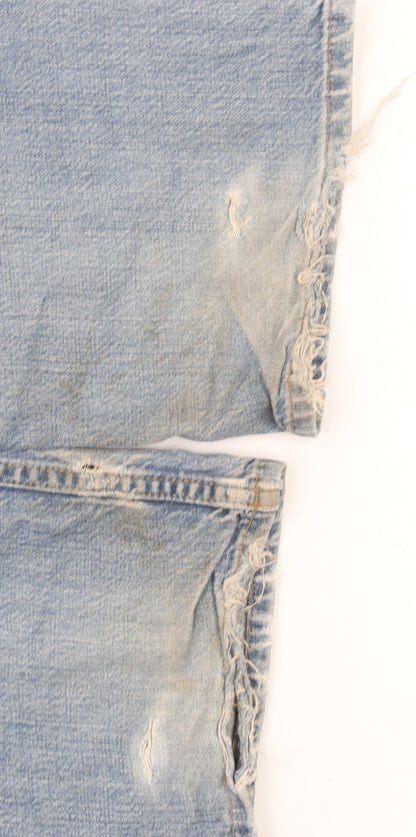 Lee Men's Light Blue Distressed Straight Denim Jeans W30 L32