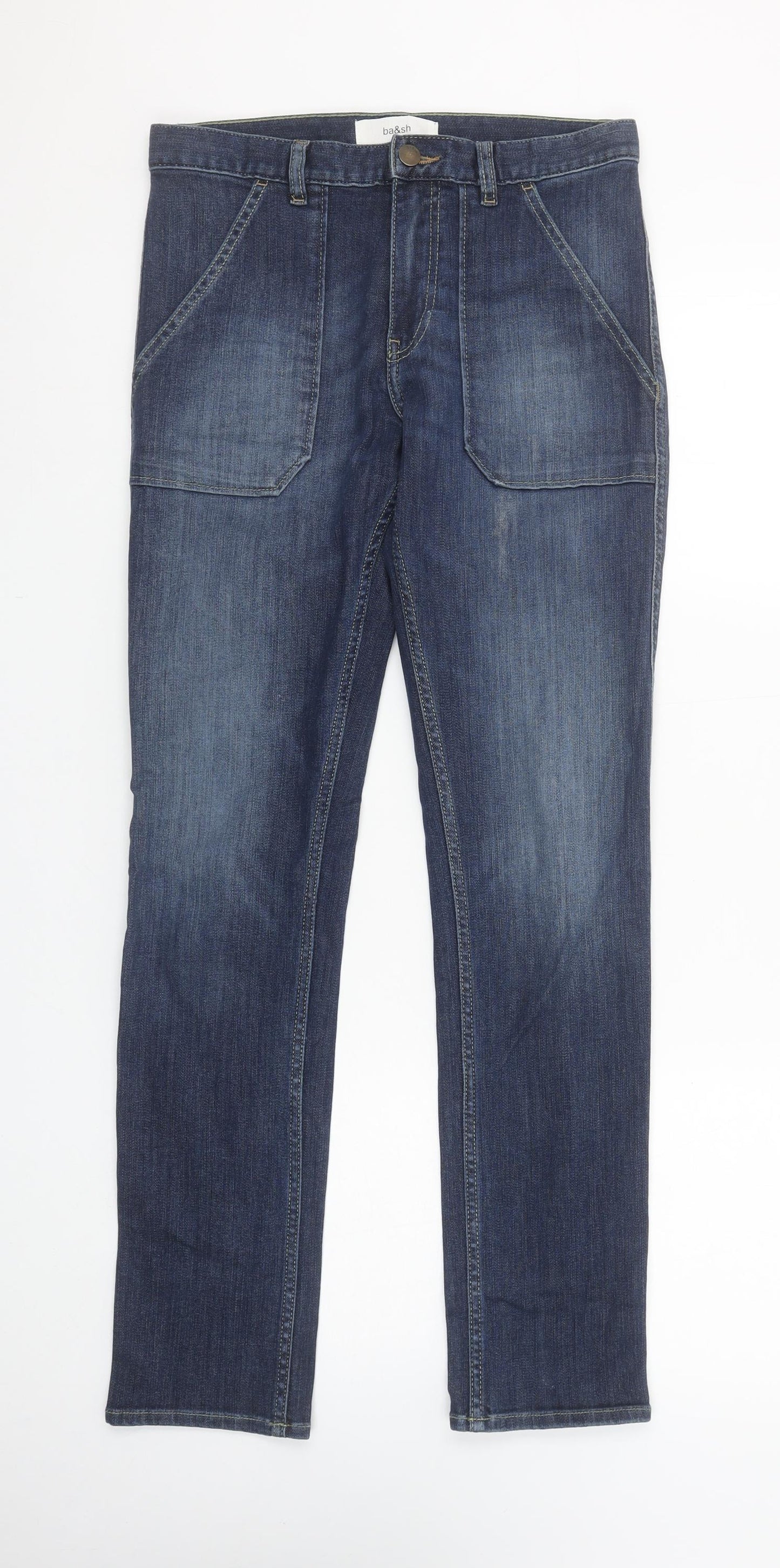 Womens UK Size XS ba&sh Regular Fit Straight Blue Jeans