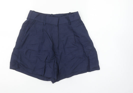 H&M Women's Blue Linen Blend Chino Shorts Size 8