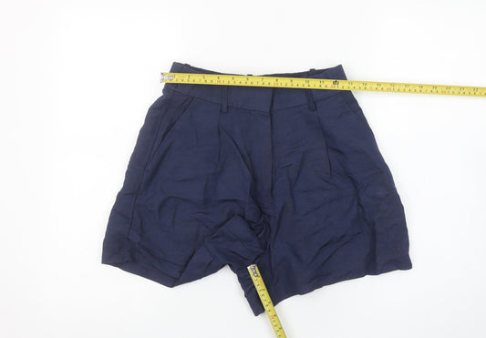 H&M Women's Blue Linen Blend Chino Shorts Size 8