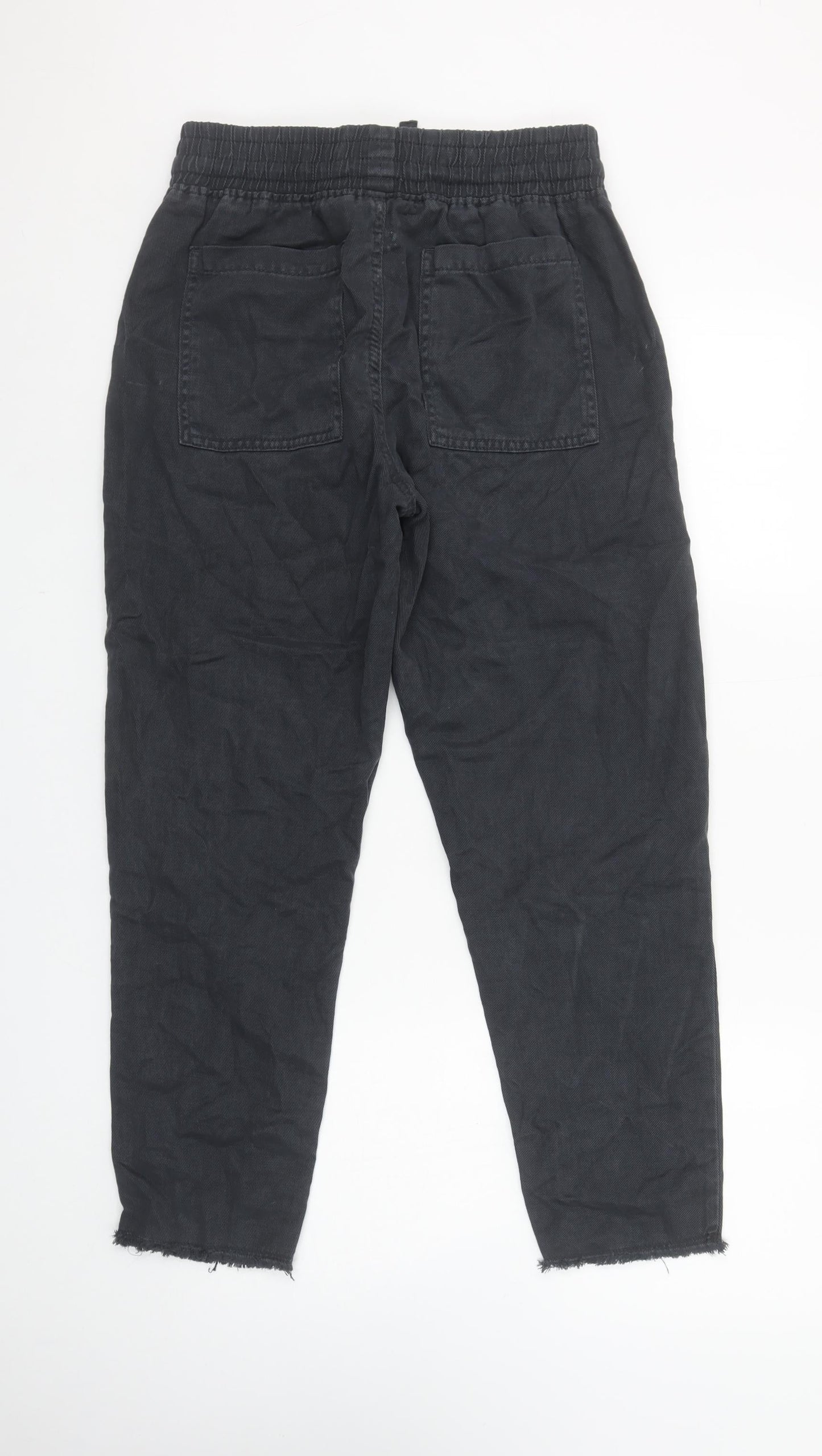 Womens UK Size XS Zara Regular Fit Jogger Black Trousers