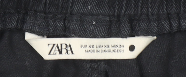 Womens UK Size XS Zara Regular Fit Jogger Black Trousers