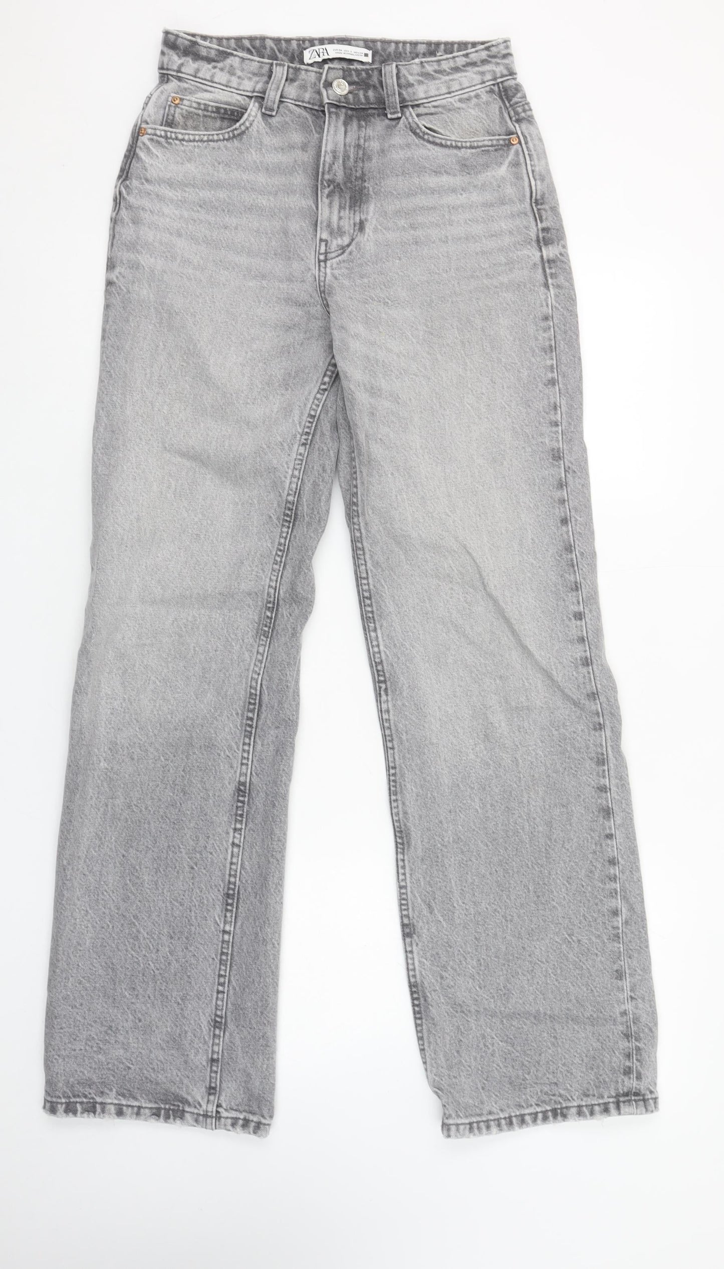 Zara Women’s Grey Straight Leg Denim Jeans Size 6 Cotton