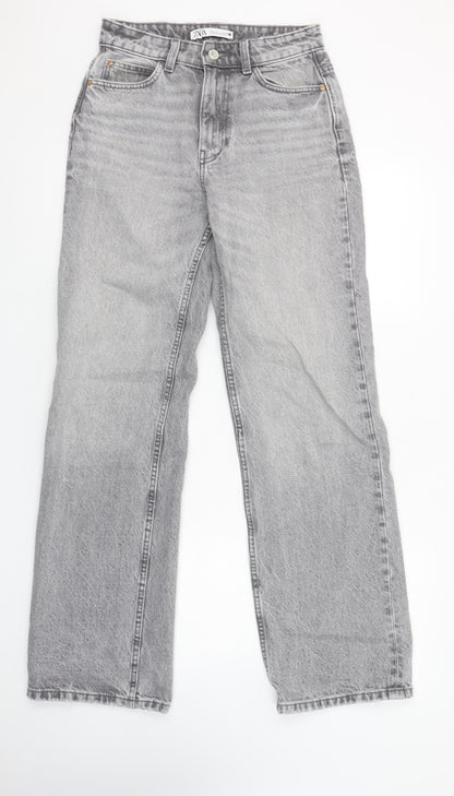 Zara Women’s Grey Straight Leg Denim Jeans Size 6 Cotton