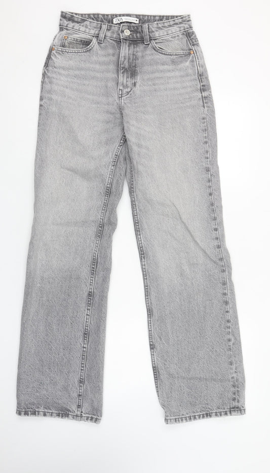 Zara Women’s Grey Straight Leg Denim Jeans Size 6 Cotton