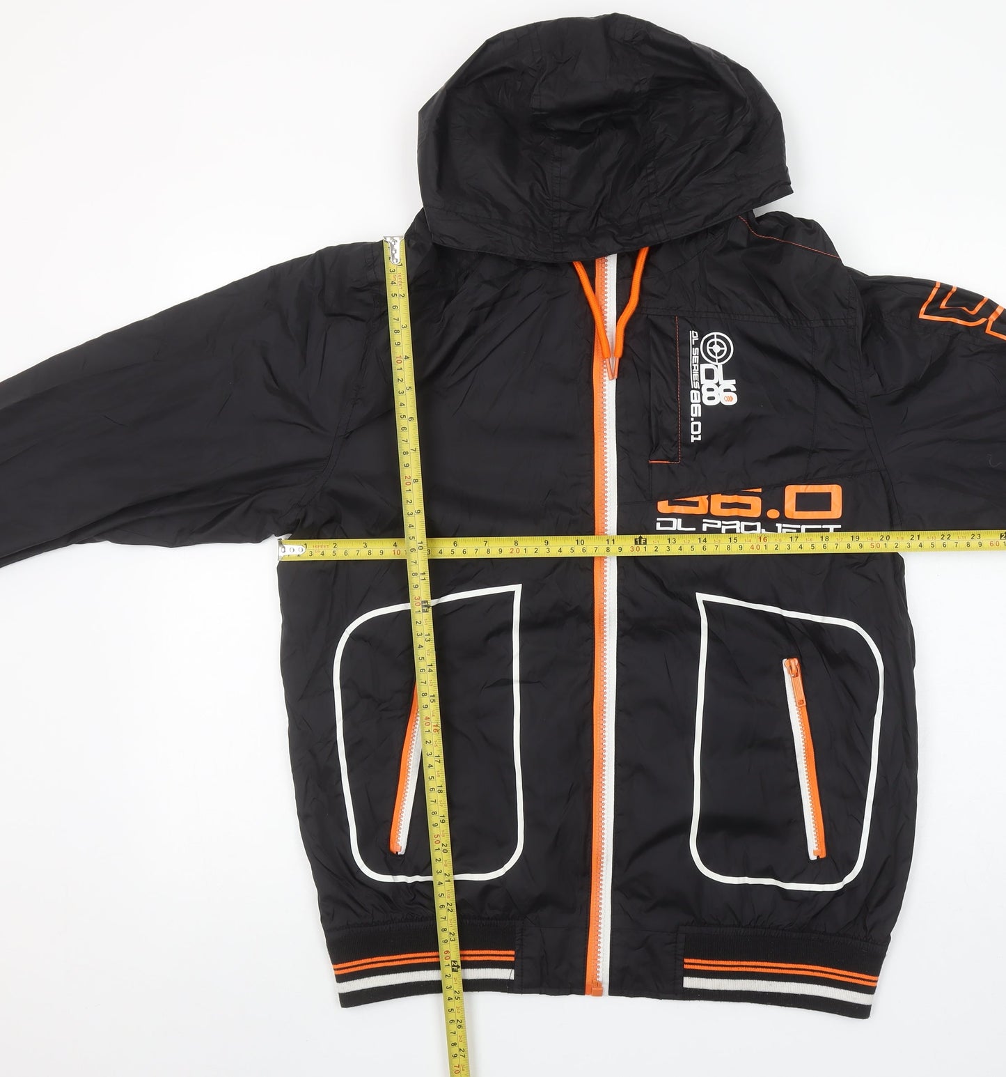 Mens UK Size XL DL Project 86 Black Windbreaker Coat