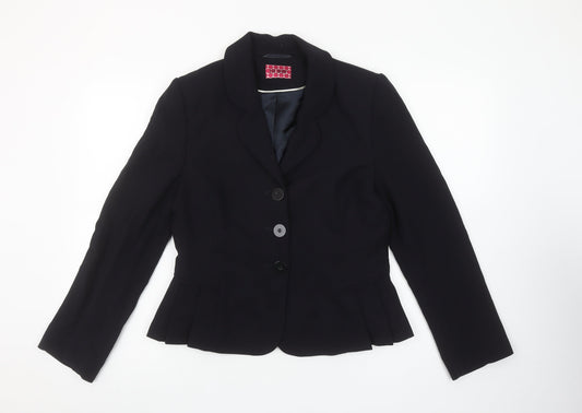 Hobbs Women Black Wool Suit Jacket Size 12 Tailored Blazer