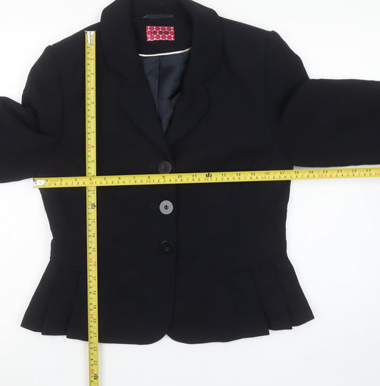 Hobbs Women Black Wool Suit Jacket Size 12 Tailored Blazer