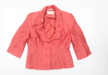 Minuet Women's Pink Linen Blend Shawl Collar Suit Jacket UK 8