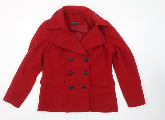 Womens UK Size 12 Marks and Spencer Red Pea Coat