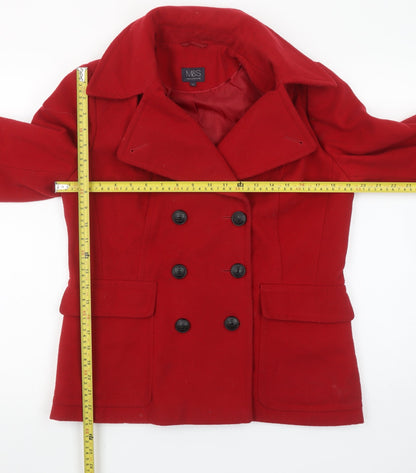 Womens UK Size 12 Marks and Spencer Red Pea Coat