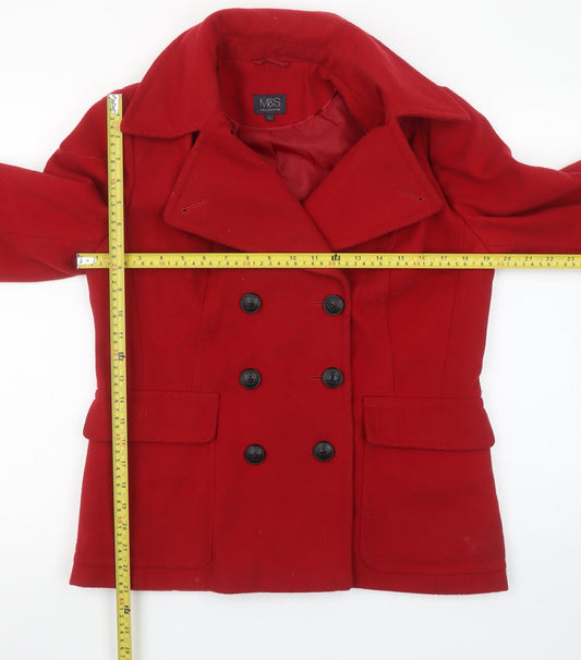 Womens UK Size 12 Marks and Spencer Red Pea Coat