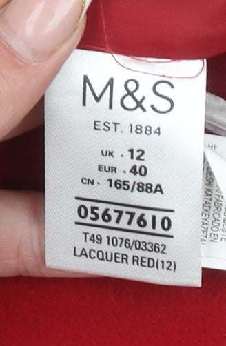 Womens UK Size 12 Marks and Spencer Red Pea Coat