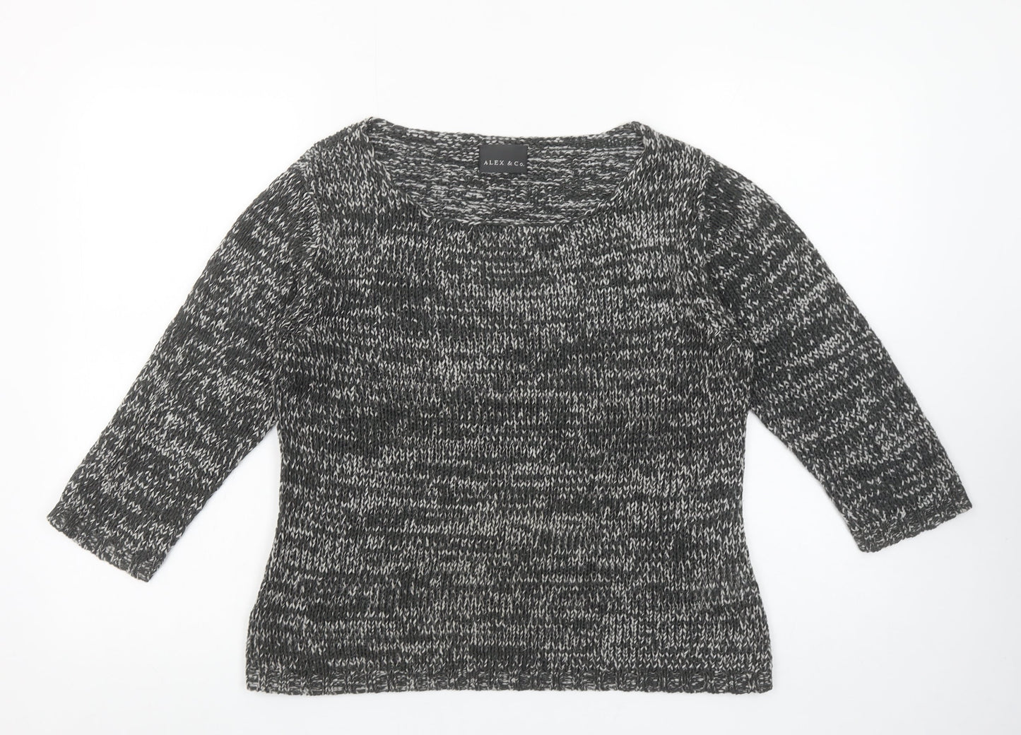 ALEX & Co. Womens Grey Chunky-Knit Scoop Neck Pullover Jumper Size 18