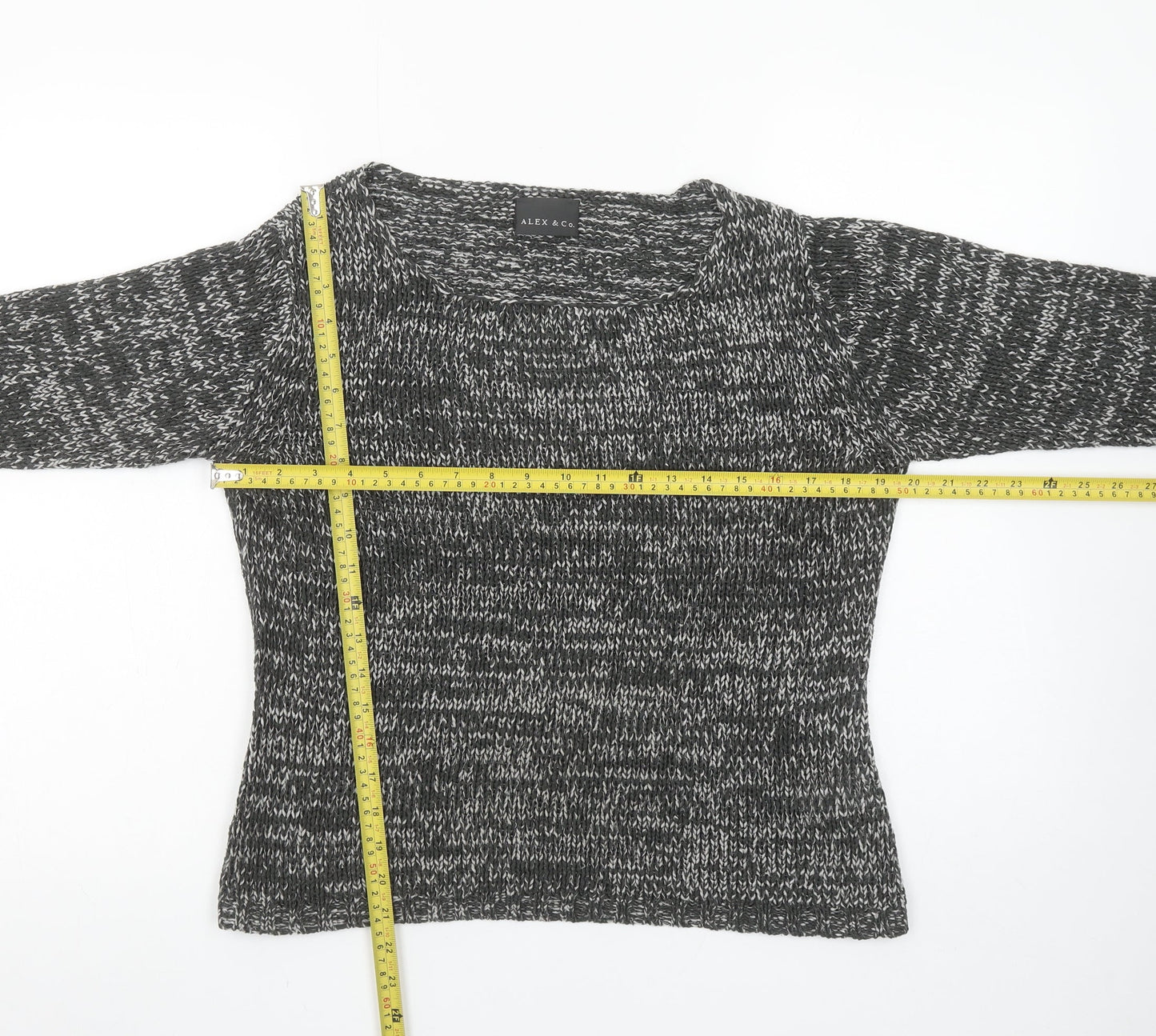 ALEX & Co. Womens Grey Chunky-Knit Scoop Neck Pullover Jumper Size 18