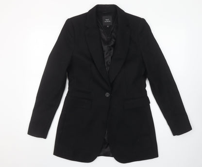 Next Women Black Wool Blend Tailored Blazer Size 10 Single Breasted