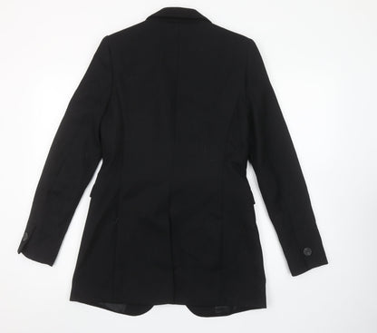 Next Women Black Wool Blend Tailored Blazer Size 10 Single Breasted
