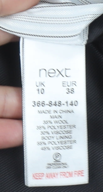 Next Women Black Wool Blend Tailored Blazer Size 10 Single Breasted