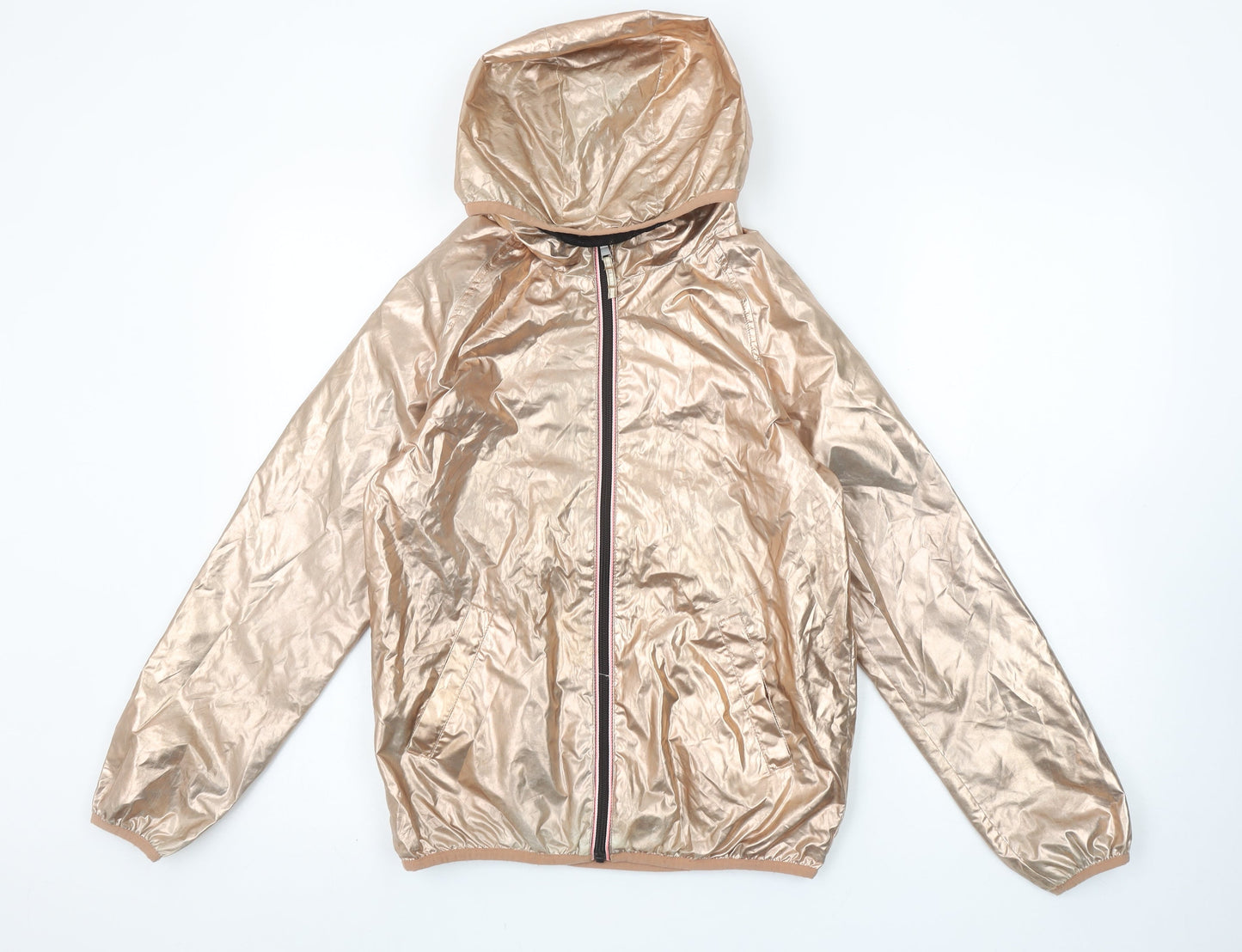 Next Girls Gold Hooded Windbreaker Jacket 12 Years Polyester Lightweight