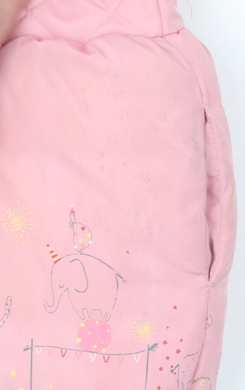 Mothercare Girls Pink Hooded Puffer Coat 18-24 Months Quilted Faux Fur Trim