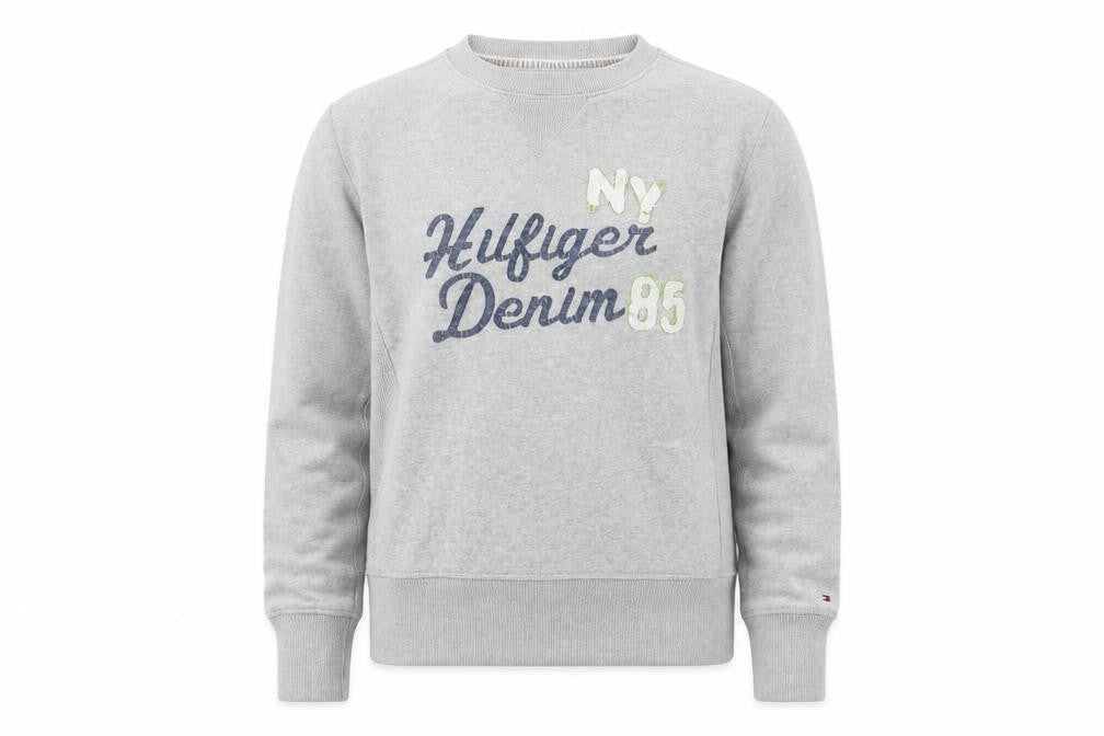 Tommy Hilfiger Girls Grey Pullover Sweatshirt Logo Embroidered 12 Years