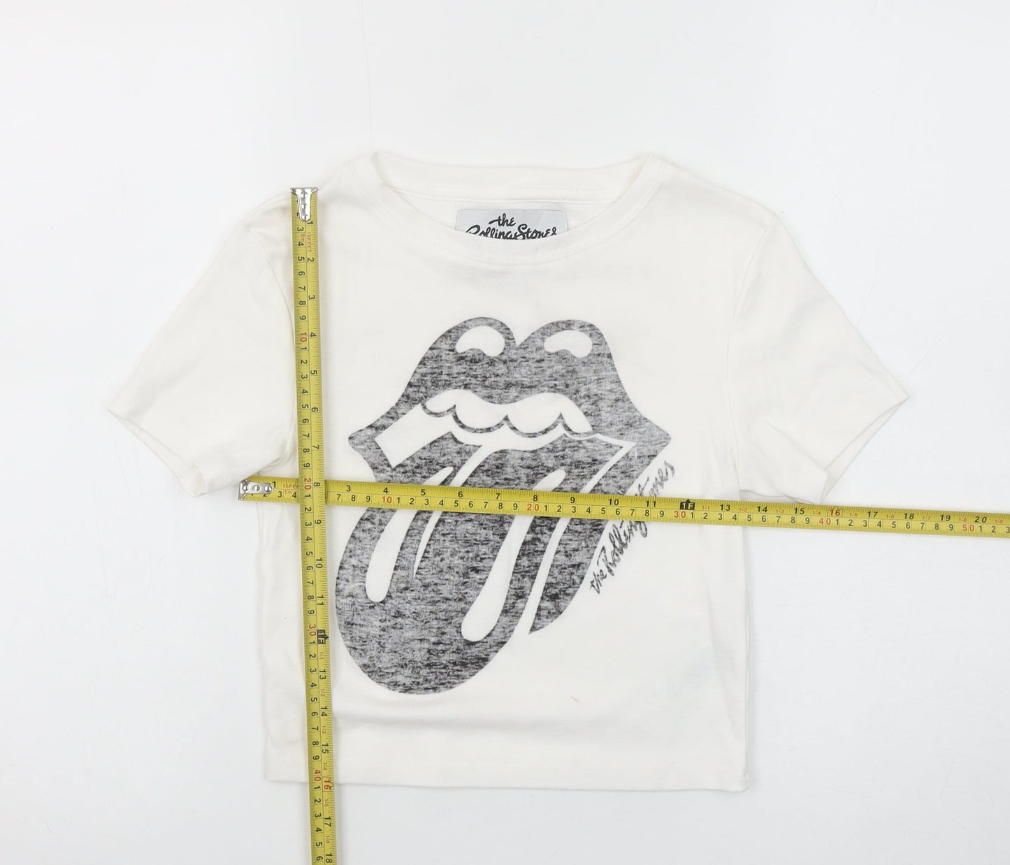 Primark Women’s White Rolling Stones T-Shirt Size S