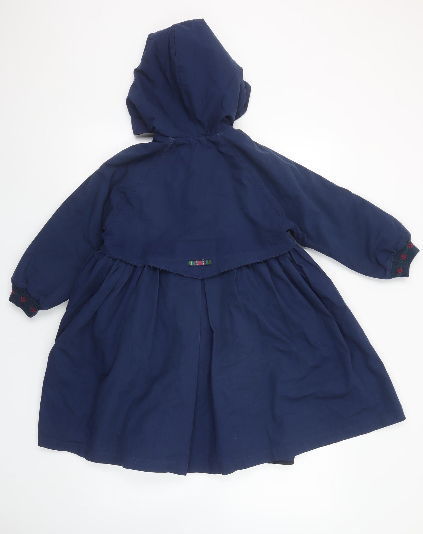 Marks and Spencer Girls Blue Hooded Rain Coat Age 6 Lined Vintage Style