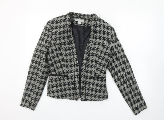H&M Women's Black & Grey Houndstooth Blazer Size 8 Classic Fit